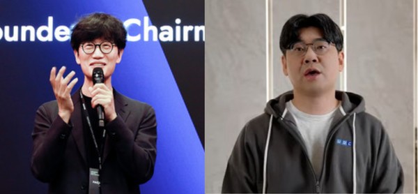 이해진 네이버 이사회 의장(왼쪽)과 송치형 두나무 회장/사진=각사